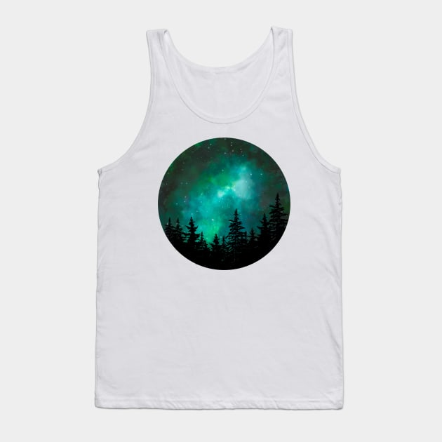 Green galaxy Tank Top by RosanneCreates